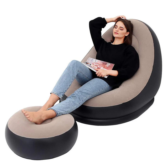 Inflatable Lounge Chair for Adults Foldable Air Couch Sofa for Gaming Bedroom Indoor & Outdoor