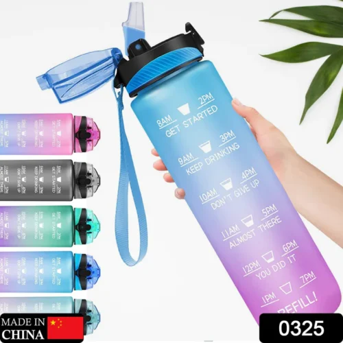 Motivational Water Bottle Time Marker with Straw